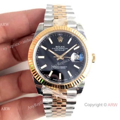  Swiss 3235 Rolex Datejust II Two Tone Black Face 41 Watch Rolex Grade 1 Copy